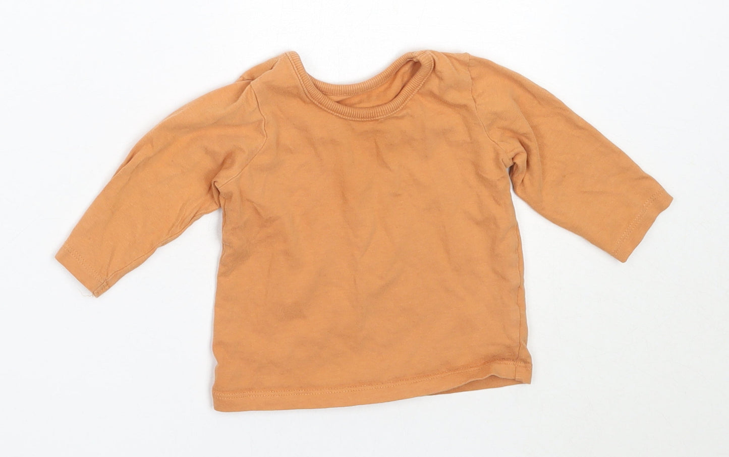George Baby Orange  Cotton Basic T-Shirt Size 3-6 Months Round Neck