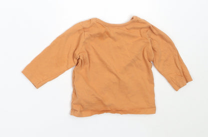 George Baby Orange  Cotton Basic T-Shirt Size 3-6 Months Round Neck