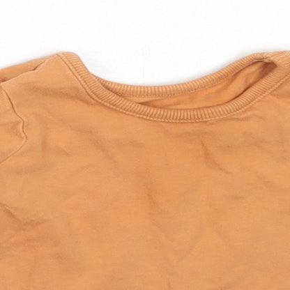 George Baby Orange  Cotton Basic T-Shirt Size 3-6 Months Round Neck