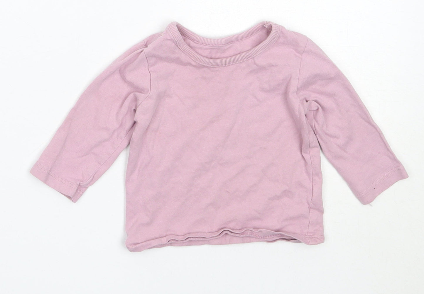 George Girls Purple  Cotton Basic T-Shirt Size 3-6 Months Round Neck