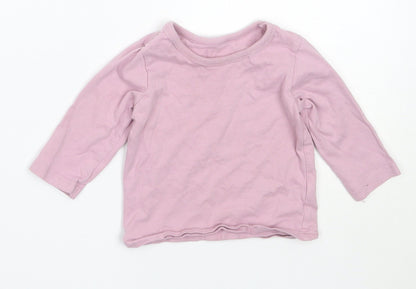 George Girls Purple  Cotton Basic T-Shirt Size 3-6 Months Round Neck