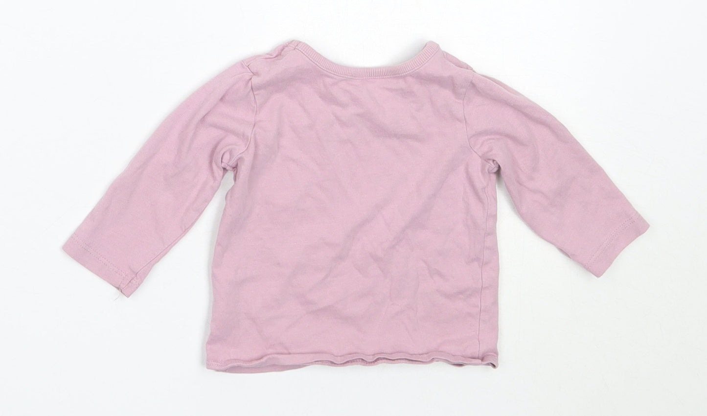 George Girls Purple  Cotton Basic T-Shirt Size 3-6 Months Round Neck