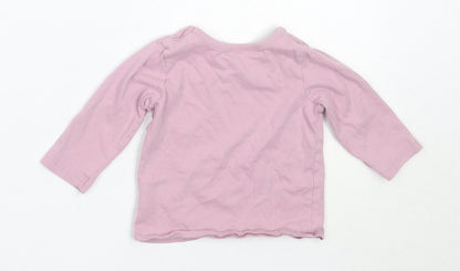 George Girls Purple  Cotton Basic T-Shirt Size 3-6 Months Round Neck
