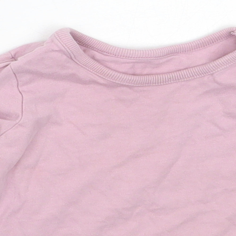 George Girls Purple  Cotton Basic T-Shirt Size 3-6 Months Round Neck