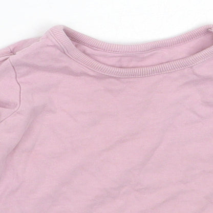 George Girls Purple  Cotton Basic T-Shirt Size 3-6 Months Round Neck