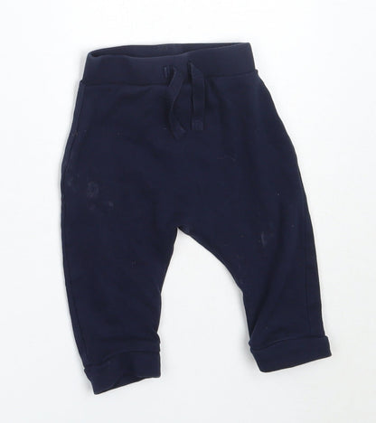 George Boys Blue  Cotton Jogger Trousers Size 3-6 Months