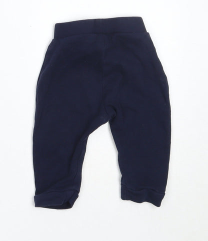 George Boys Blue  Cotton Jogger Trousers Size 3-6 Months