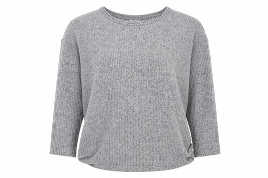 Front view of Papaya women’s grey round neck polyester jumper, size L