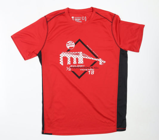Titan Mens Red  Polyester Basic T-Shirt Size L Round Neck