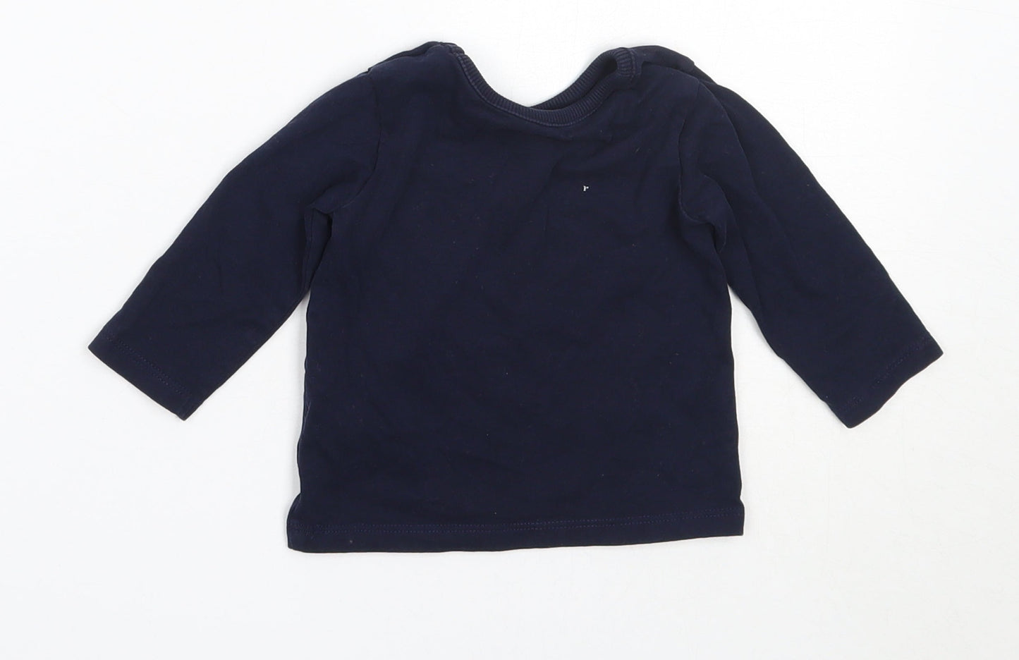 George Girls Blue  Cotton Basic T-Shirt Size 3-6 Months Round Neck