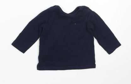 George Girls Blue  Cotton Basic T-Shirt Size 3-6 Months Round Neck
