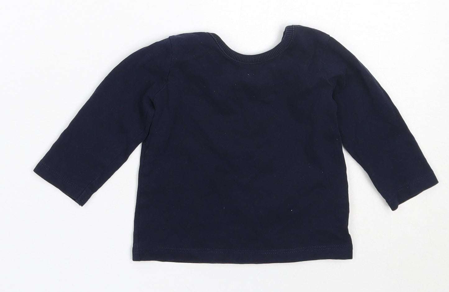 George Girls Blue  Cotton Basic T-Shirt Size 3-6 Months Round Neck