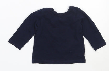 George Girls Blue  Cotton Basic T-Shirt Size 3-6 Months Round Neck