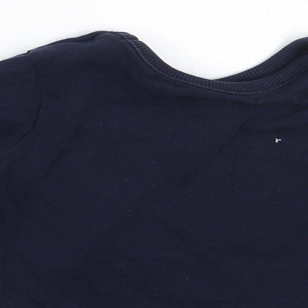 George Girls Blue  Cotton Basic T-Shirt Size 3-6 Months Round Neck