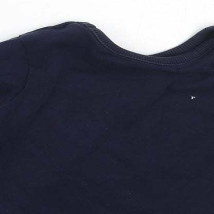 George Girls Blue  Cotton Basic T-Shirt Size 3-6 Months Round Neck