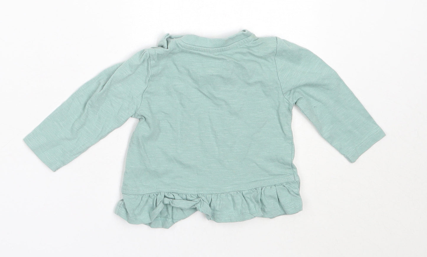 Primark Girls Blue  Cotton Basic T-Shirt Size 3-6 Months Round Neck
