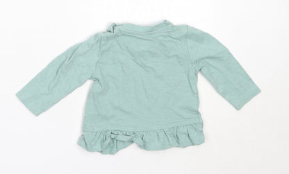Primark Girls Blue  Cotton Basic T-Shirt Size 3-6 Months Round Neck