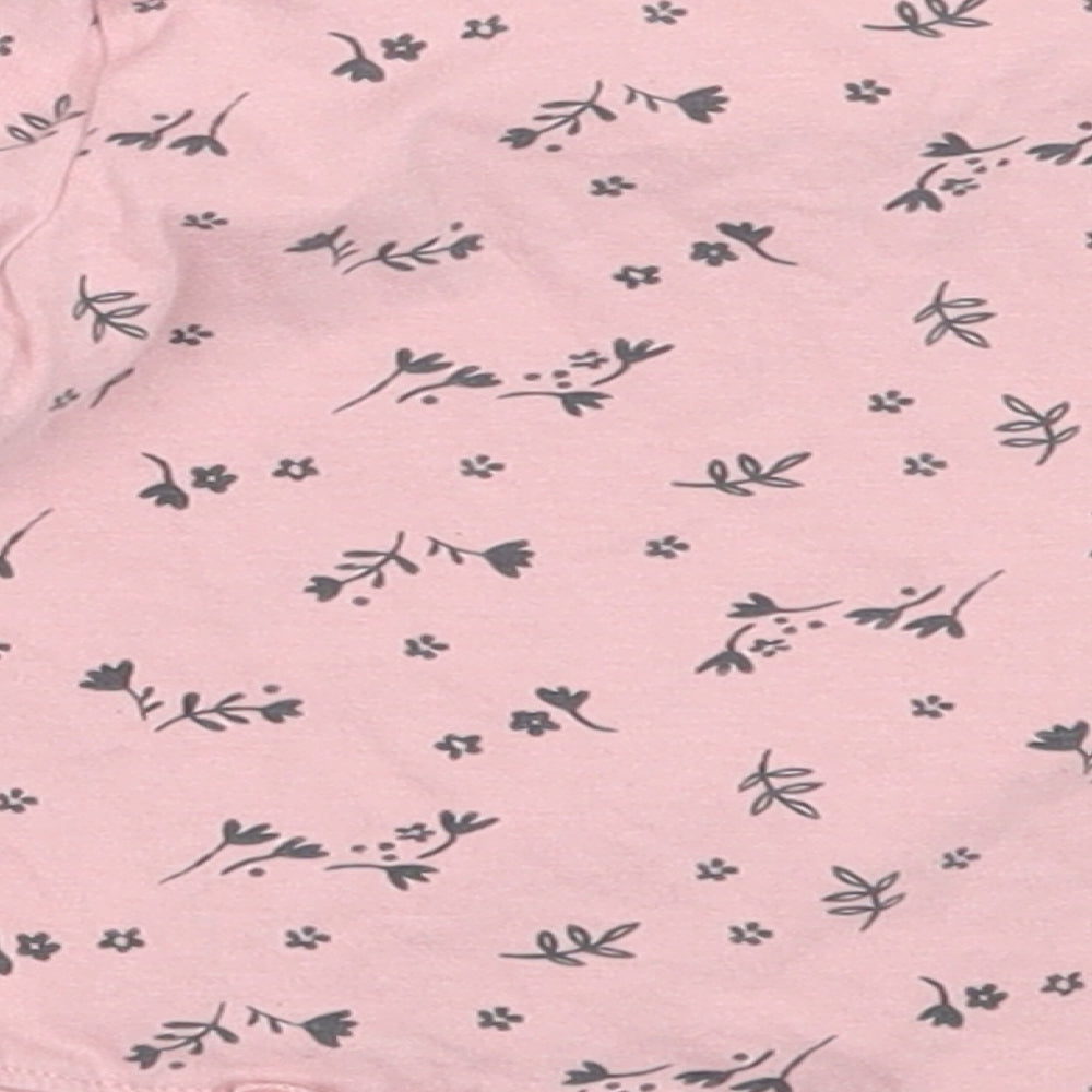 George Girls Pink Floral Cotton Basic T-Shirt Size 3-6 Months Round Neck