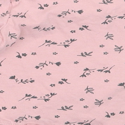 George Girls Pink Floral Cotton Basic T-Shirt Size 3-6 Months Round Neck