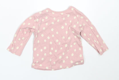 George Girls Pink Polka Dot Cotton Basic T-Shirt Size 6-9 Months Round Neck