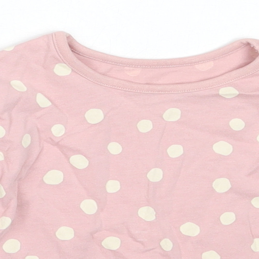 George Girls Pink Polka Dot Cotton Basic T-Shirt Size 6-9 Months Round Neck