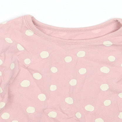 George Girls Pink Polka Dot Cotton Basic T-Shirt Size 6-9 Months Round Neck