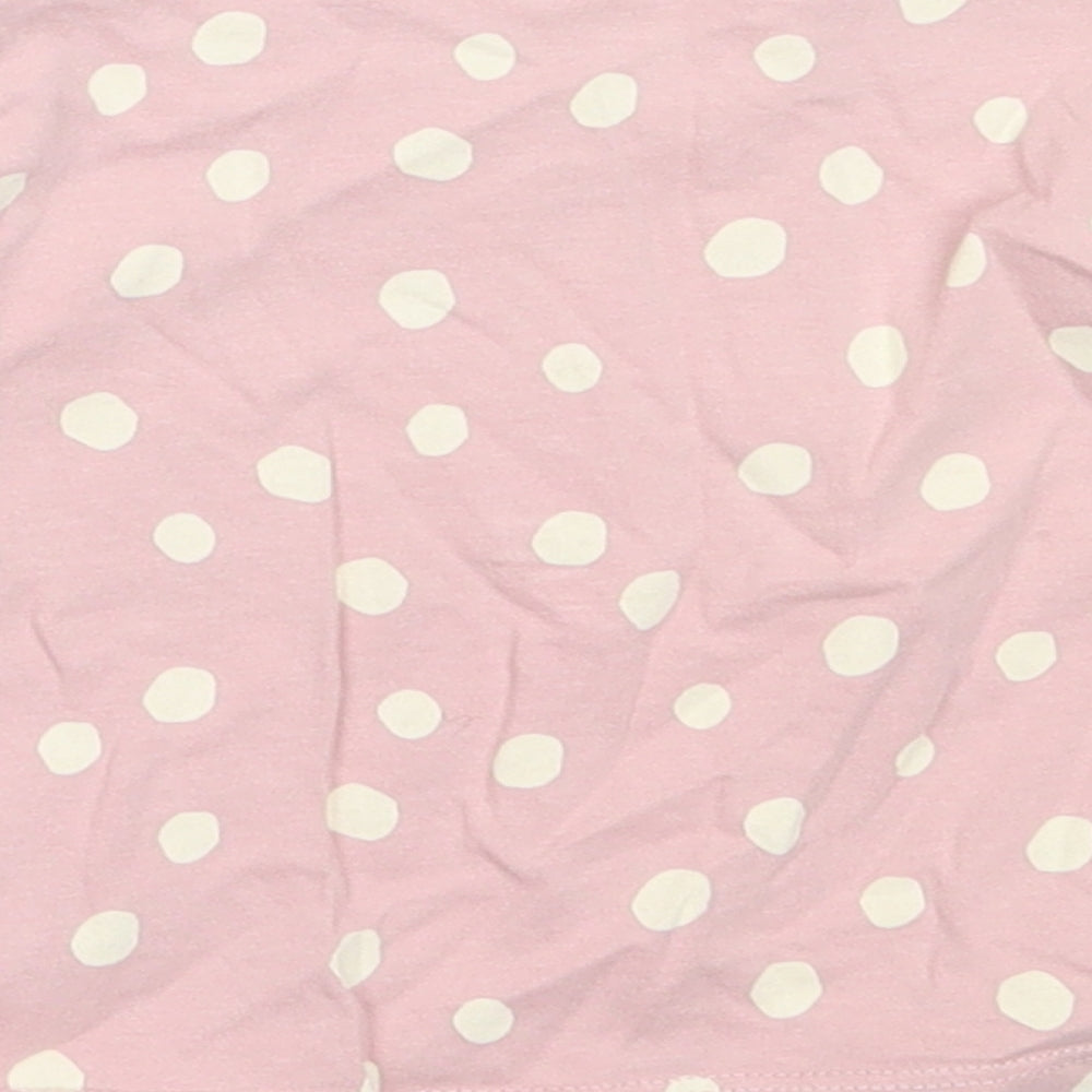 George Girls Pink Polka Dot Cotton Basic T-Shirt Size 6-9 Months Round Neck