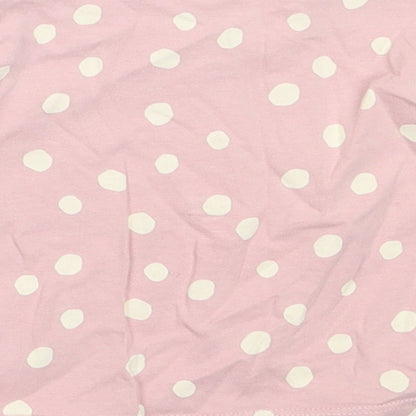 George Girls Pink Polka Dot Cotton Basic T-Shirt Size 6-9 Months Round Neck