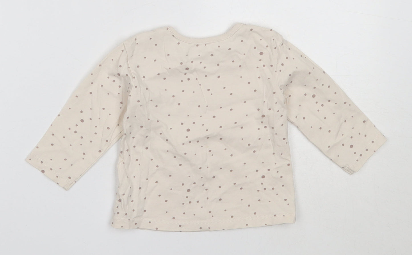 George Girls Ivory Polka Dot Cotton Basic T-Shirt Size 6-9 Months Round Neck