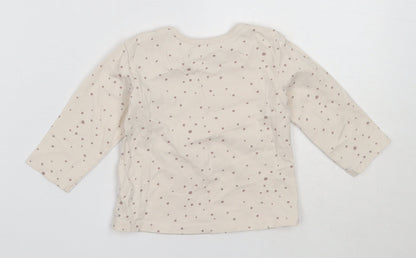 George Girls Ivory Polka Dot Cotton Basic T-Shirt Size 6-9 Months Round Neck