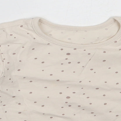 George Girls Ivory Polka Dot Cotton Basic T-Shirt Size 6-9 Months Round Neck