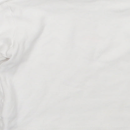 Betetto Girls White  Cotton Basic T-Shirt Size 12-18 Months High Neck