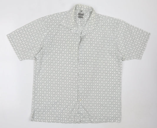 Mens UK Size L Petroleum White  Button-Up Short Sleeve Casual Shirt