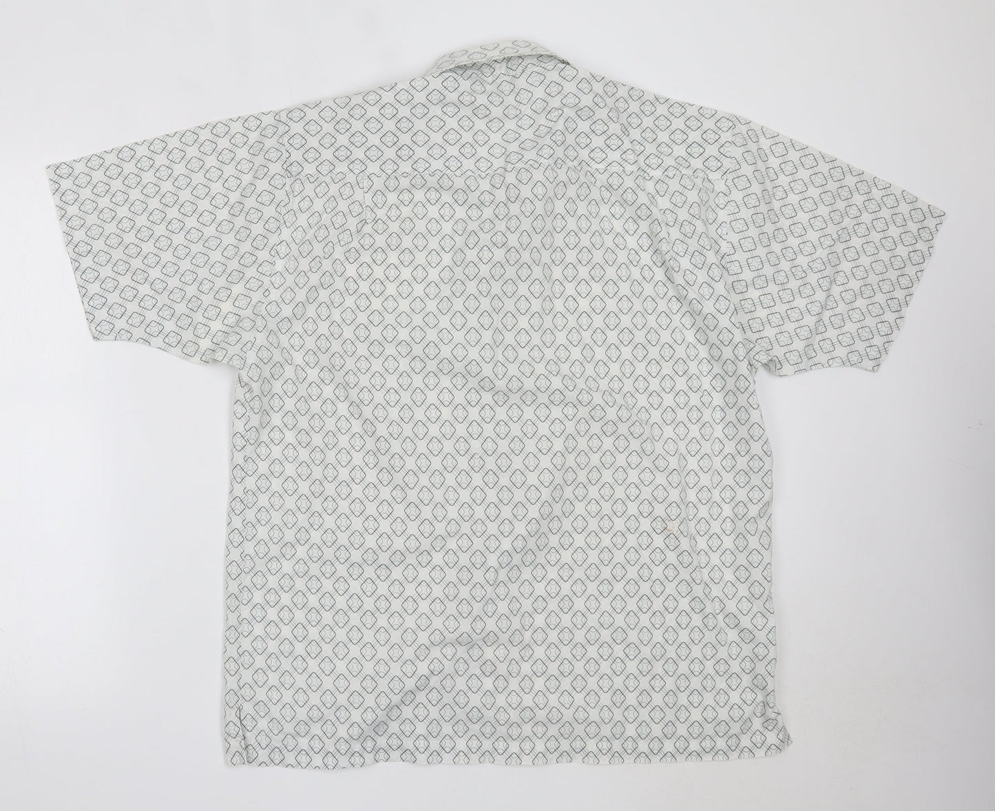 Mens UK Size L Petroleum White  Button-Up Short Sleeve Casual Shirt