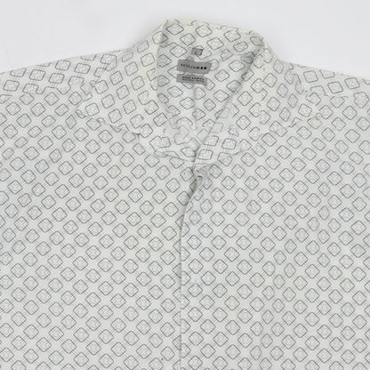 Mens UK Size L Petroleum White  Button-Up Short Sleeve Casual Shirt