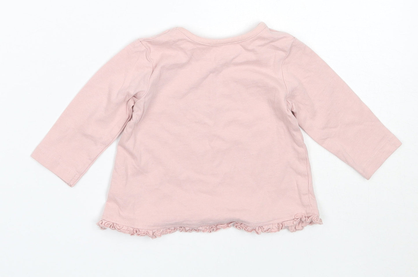 George Girls Pink  Cotton Basic T-Shirt Size 3-6 Months Round Neck