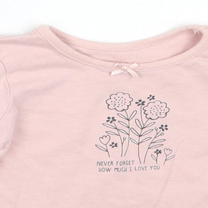 George Girls Pink  Cotton Basic T-Shirt Size 3-6 Months Round Neck