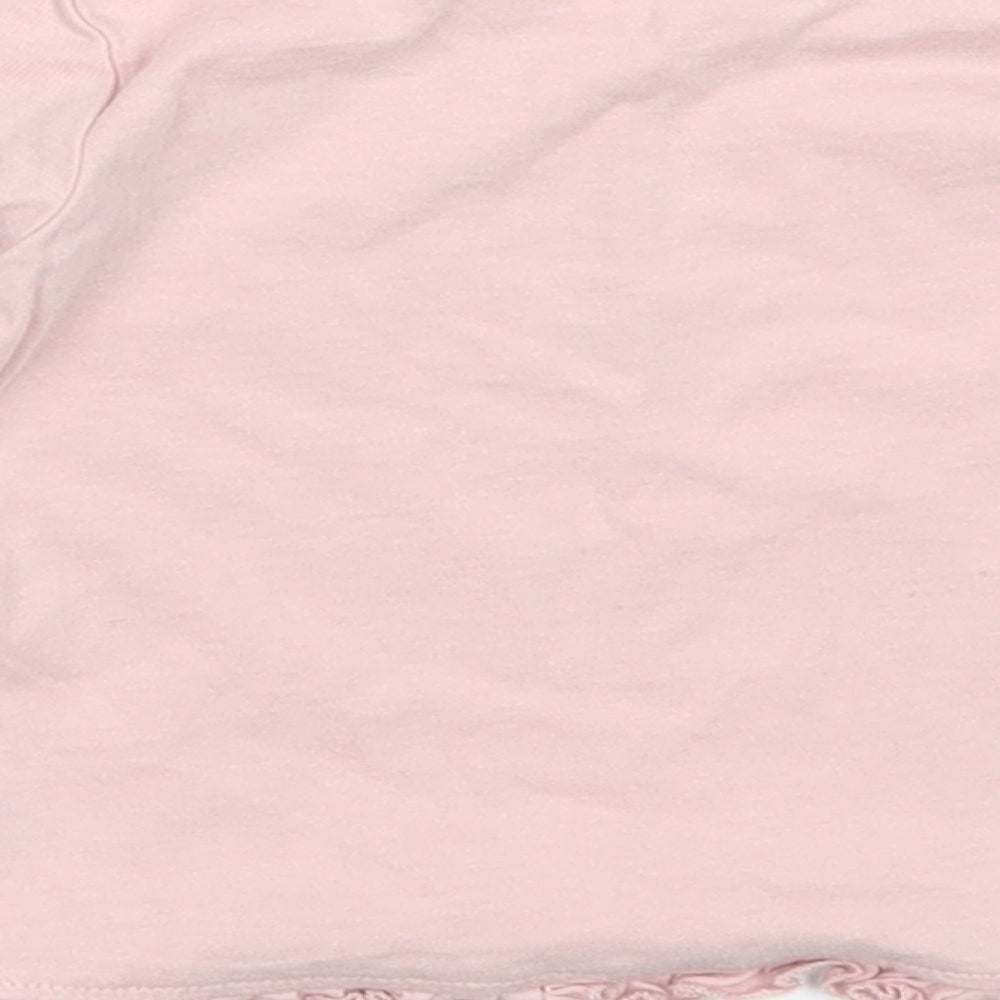 George Girls Pink  Cotton Basic T-Shirt Size 3-6 Months Round Neck