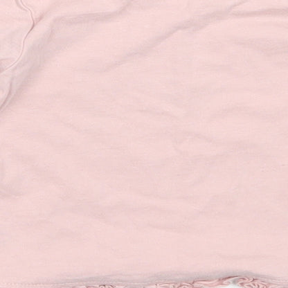George Girls Pink  Cotton Basic T-Shirt Size 3-6 Months Round Neck