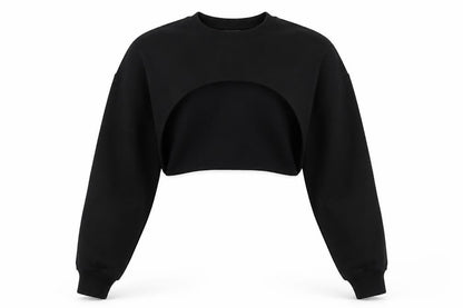 Front view of H&M women’s black cotton pullover sweatshirt, size XS