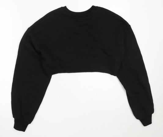 H&M Womens Black  Cotton Pullover Sweatshirt Size XS