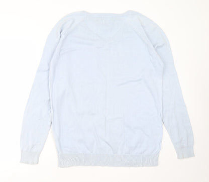 Urban Vintage  Mens Blue V-Neck  Cotton Pullover Jumper Size XL