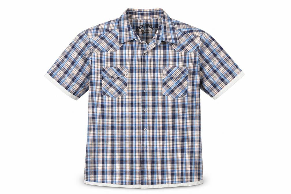 Mens UK Size L Vintage Blue  Button-Up Short Sleeve Casual Shirt