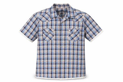 Mens UK Size L Vintage Blue  Button-Up Short Sleeve Casual Shirt