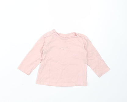 George Girls Pink  Cotton Basic T-Shirt Size 6-9 Months Round Neck  - Wide Awake