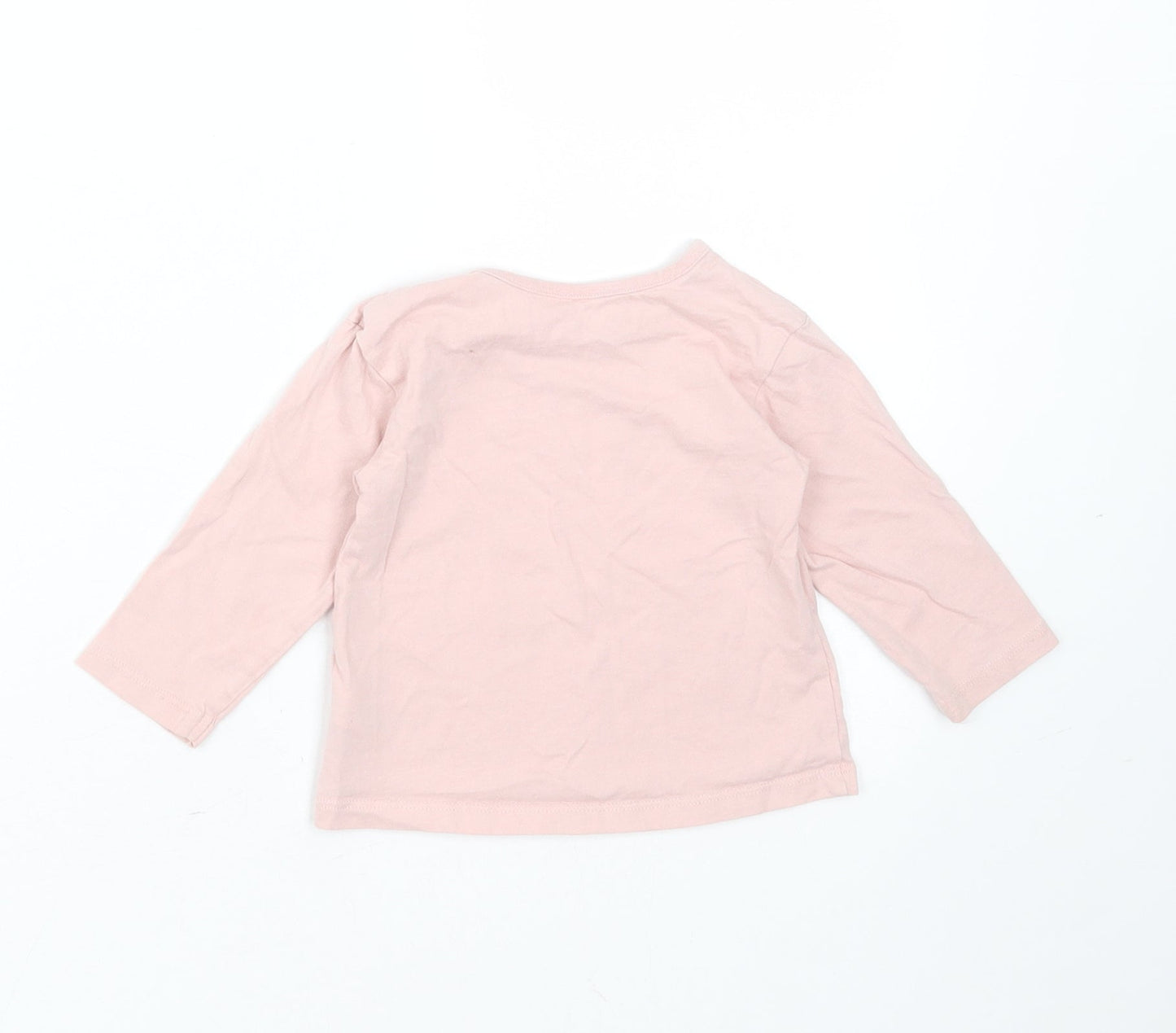 George Girls Pink  Cotton Basic T-Shirt Size 6-9 Months Round Neck  - Wide Awake