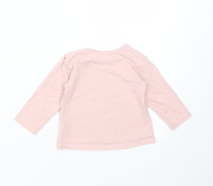 George Girls Pink  Cotton Basic T-Shirt Size 6-9 Months Round Neck  - Wide Awake