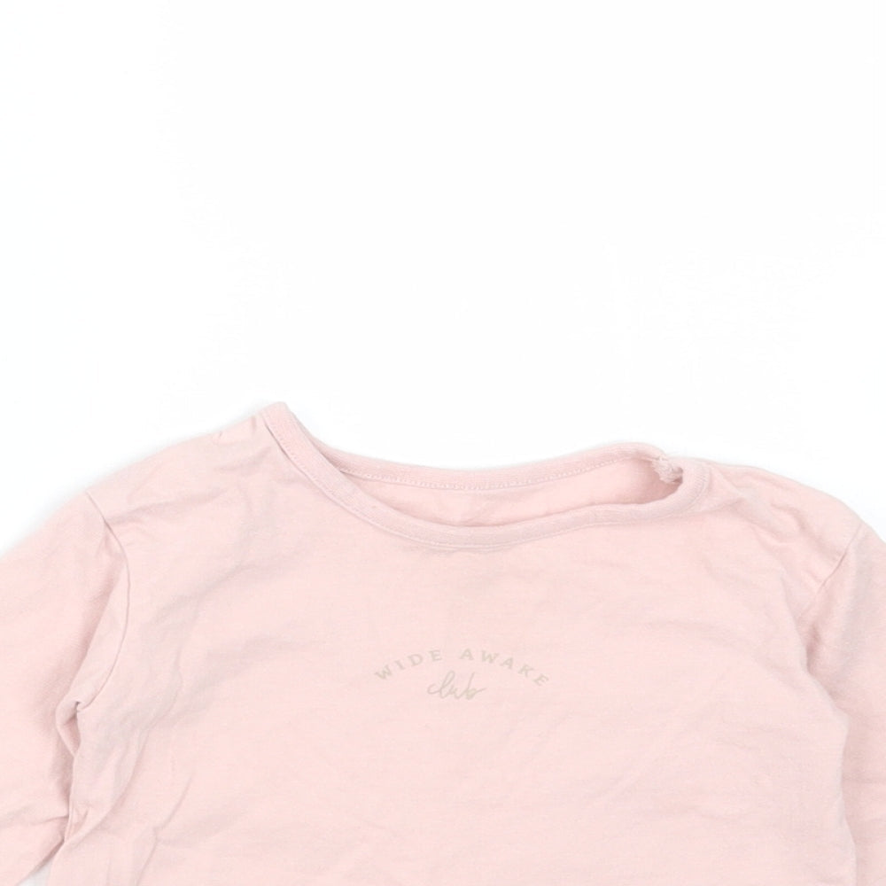George Girls Pink  Cotton Basic T-Shirt Size 6-9 Months Round Neck  - Wide Awake