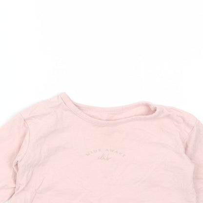 George Girls Pink  Cotton Basic T-Shirt Size 6-9 Months Round Neck  - Wide Awake