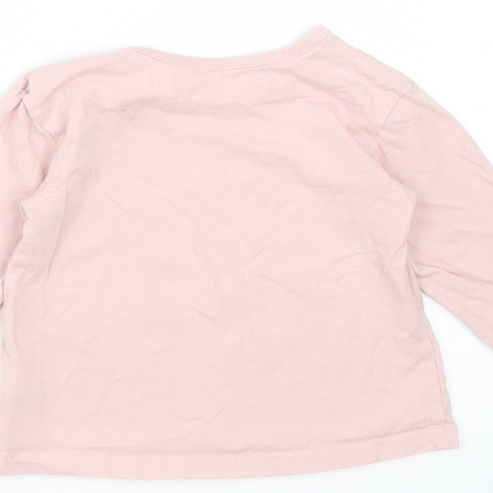 George Girls Pink  Cotton Basic T-Shirt Size 6-9 Months Round Neck  - Wide Awake